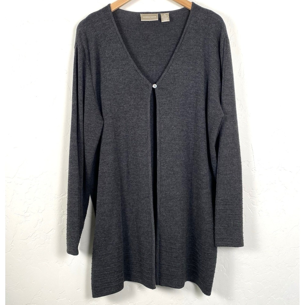 Nordstrom Cardigan Women's Size X-Large Gray Long Sleeve Sweater